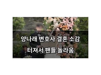 양나래 변호사 결혼 소감 터져서 팬들 놀라움